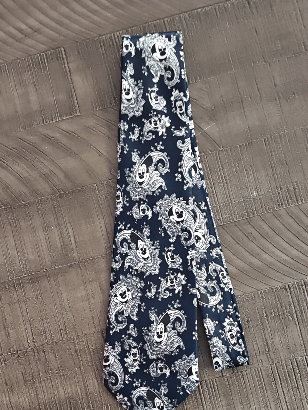 Aspire Navy Blue and White Paisley Mickey Mouse Tie